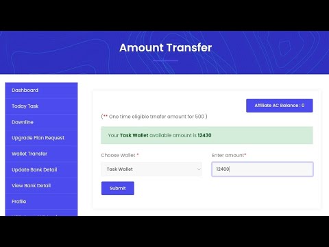 How Do Transfer Task Wallet And Bonus Wallet Amount MOVE TO AFFILIATE AC BALANCE