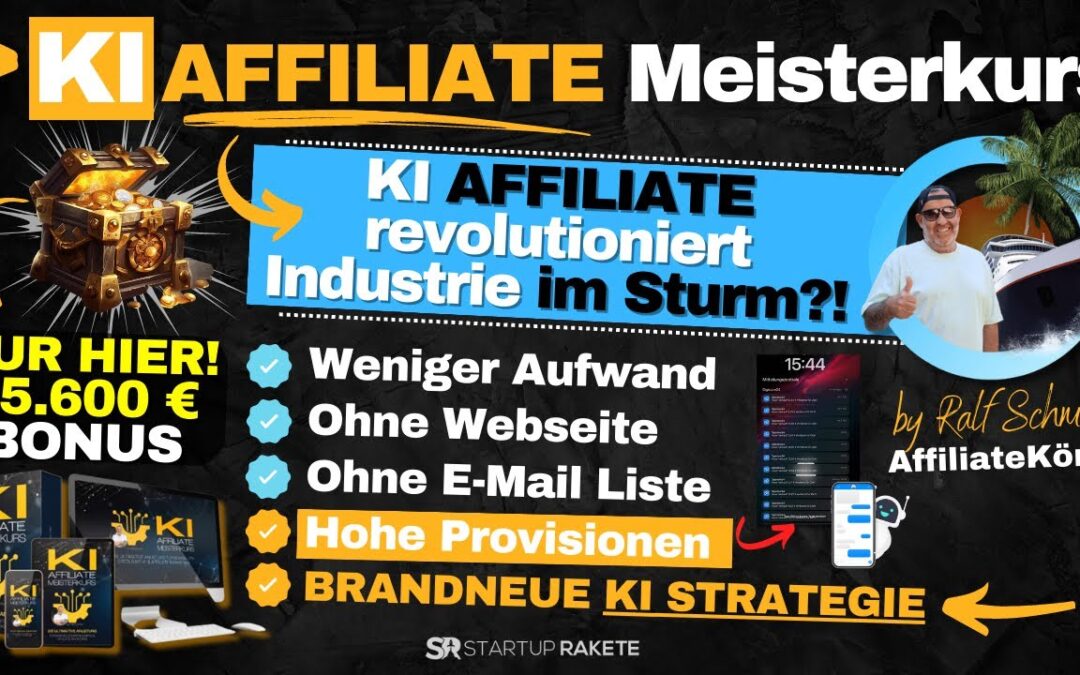 KI Affiliate Meisterkurs 🤖 revolutioniert die Industrie im Sturm?! Ralf Schmitz + Bonus (5.600 €) 🎁