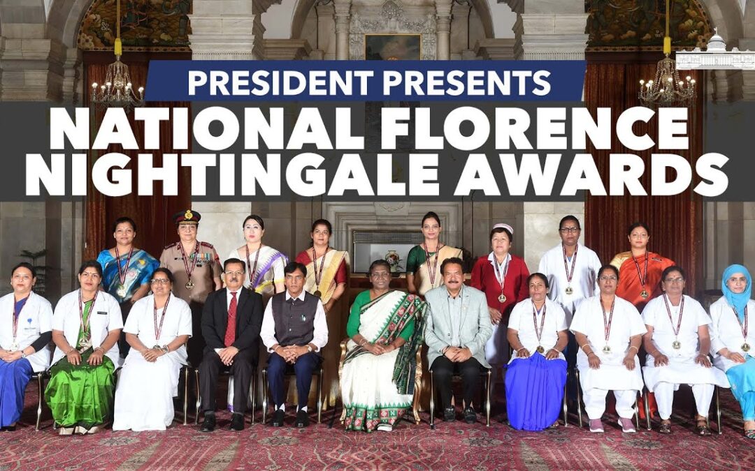 President Droupadi Murmu presents the National Florence Nightingale Awards 2022 and 2023 to Nurses
